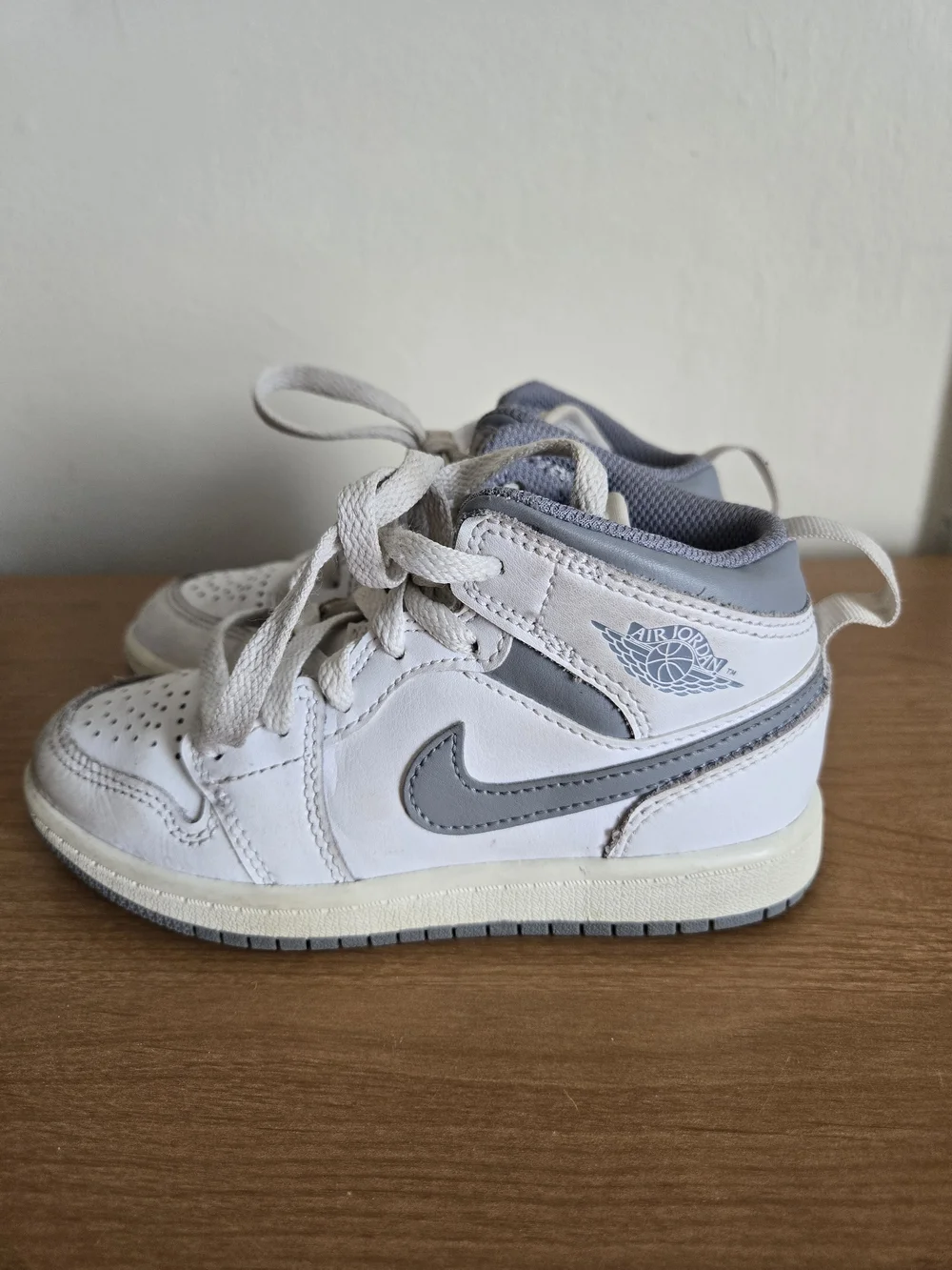 Nike Kids White and Gray Air Jordan High-Top Sneakers